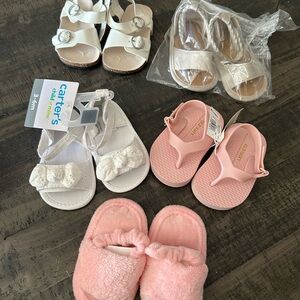 Lot of 5 Baby Girl Shoes & Slippers